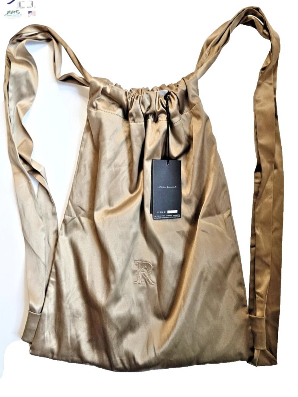 Satin Embroidered Drawstring Cinch Bag Backpack Reigns by Savannah Fellers NWT